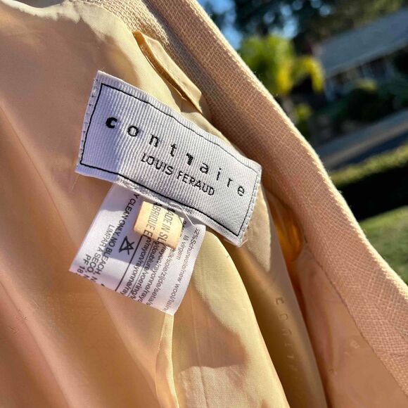 Vintage Contraire Louis Feraud Wool Blazer Skirt Suit Set Cream Tan Size 10 / 12 - Picture 7 of 7